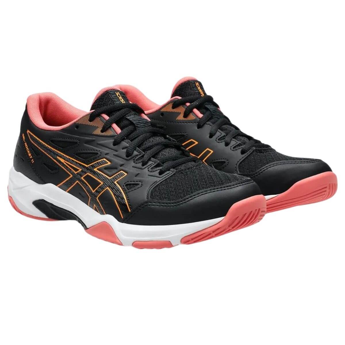 Zapatilla Asics Voleibol Mujer Gel Rocket 11 Black Orange Pop Talla 6US-37EU (23 Cm)