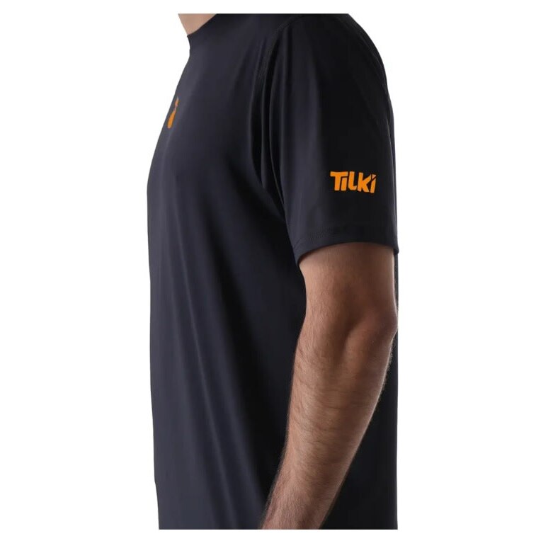 Polera deportiva Poly Tilki Temel Negra/Naranja Talla L