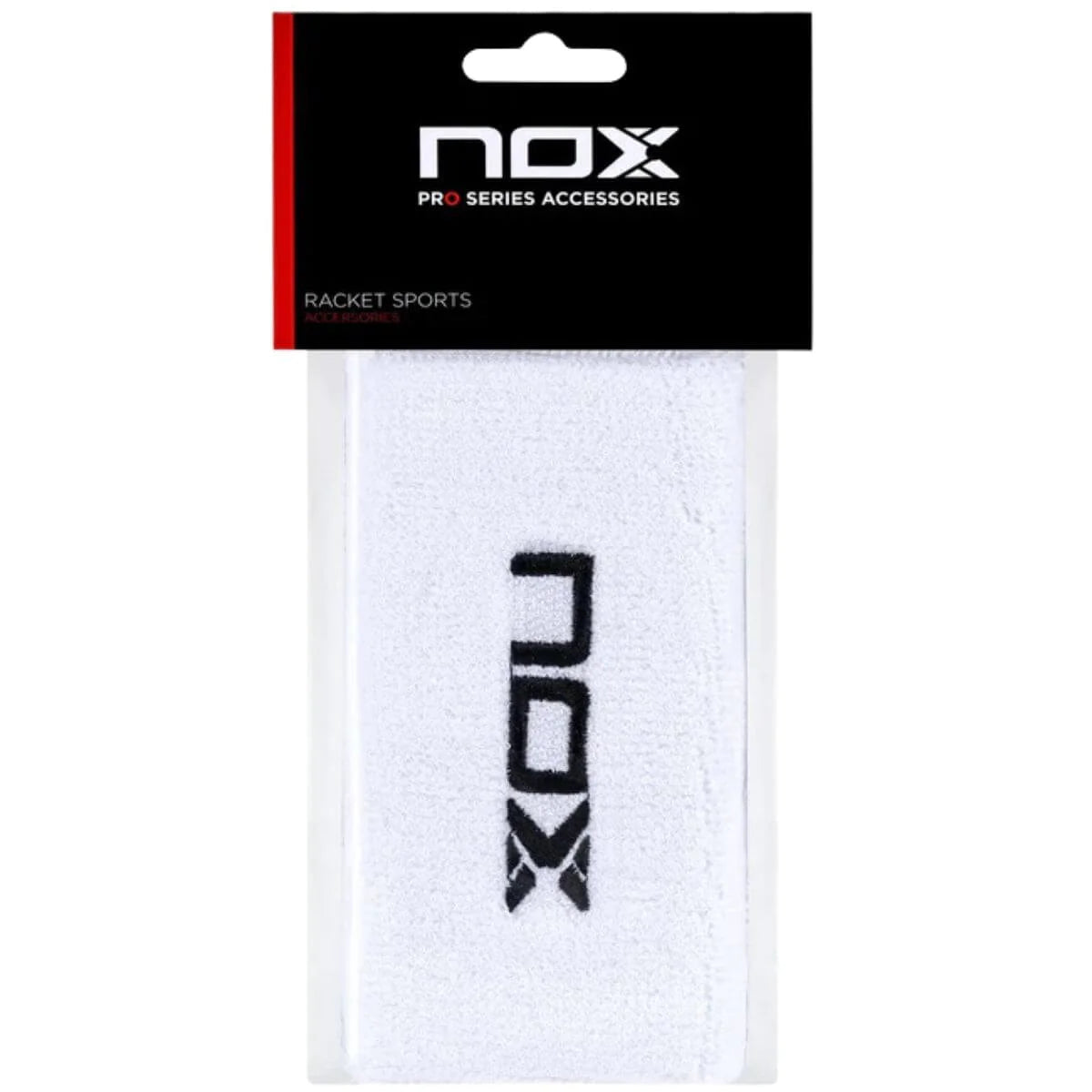 Muñequera Nox Larga Blanca Logo Negro x2