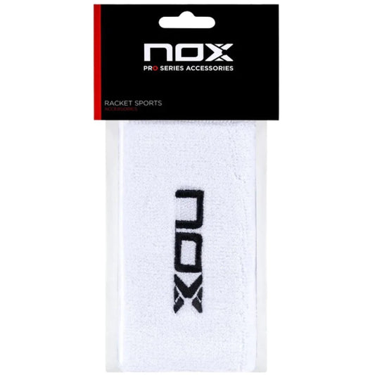 Muñequera Nox Larga Blanca Logo Negro x2