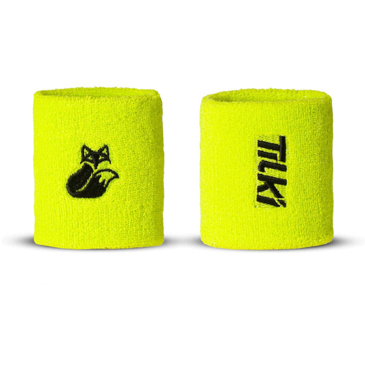 Muñequera Corta Algodón Terry Tilki amarilla fluor/negra