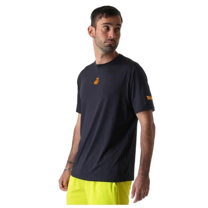 Polera deportiva Poly Tilki Temel Negra/Naranja Talla XS